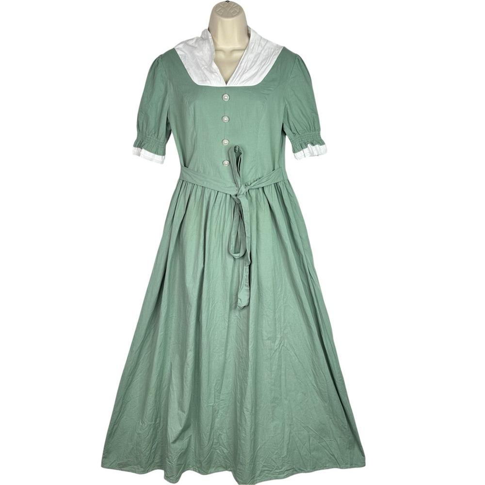 Scarlet Darkness Sage Green Maxi Dress Cottagecore Victorian Renaissance Faire M